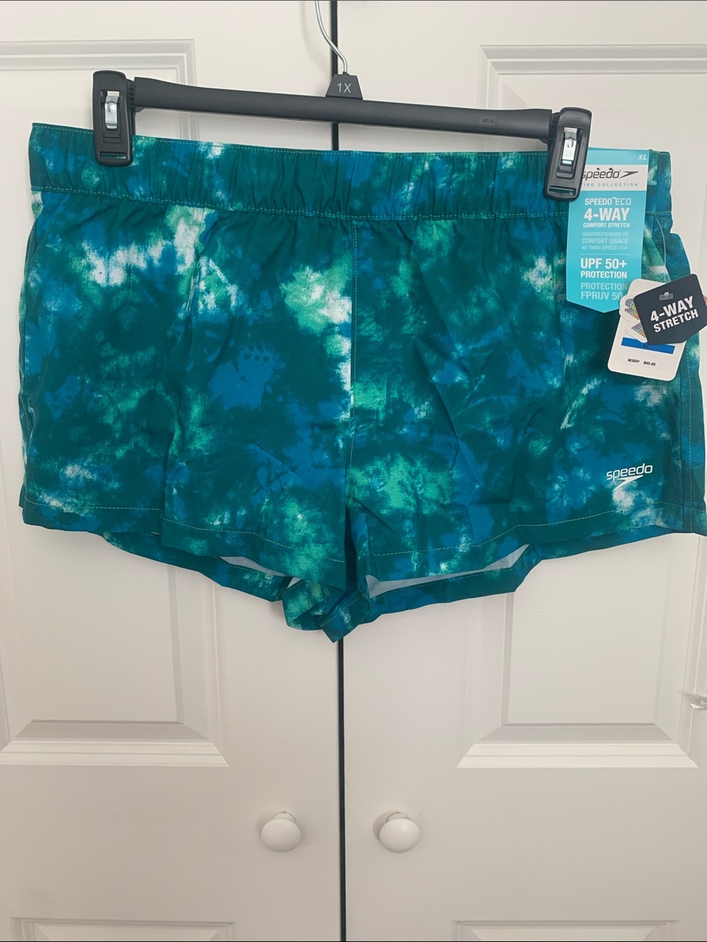Speedo Teal & Aqua Tie-Dye Athletic Swim Shorts